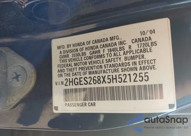 2HGES268X5H521255: 42599287