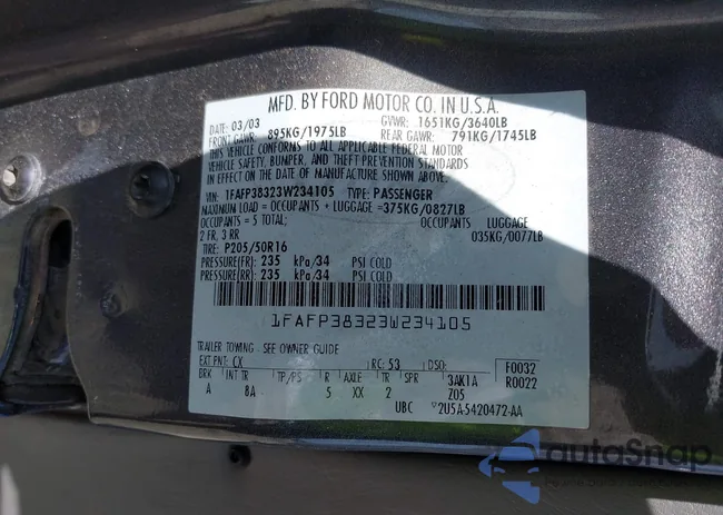 1FAFP38323W234105: 42600460