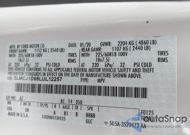 5LMCJ1D98LUL12257: 42600531