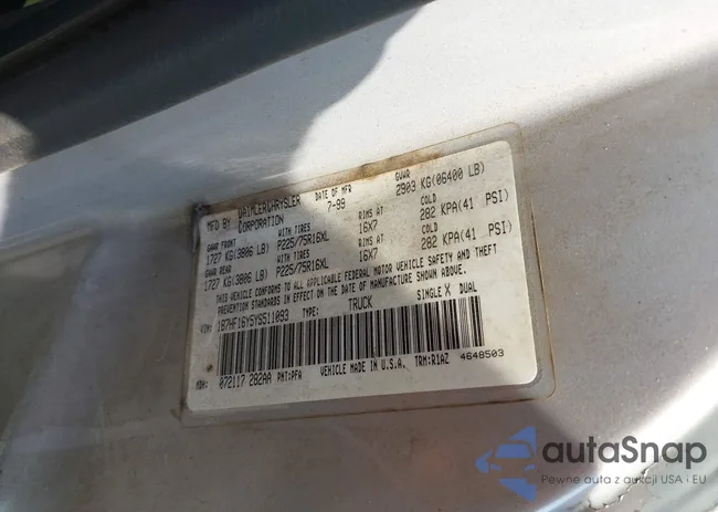 1B7HF16Y5YS511093: 42600624