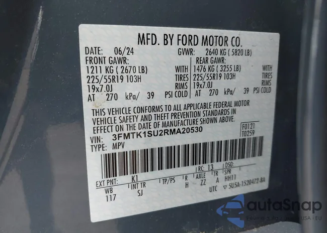 3FMTK1SU2RMA20530: 42600680