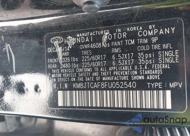 KM8JTCAF8FU052540: 42600762