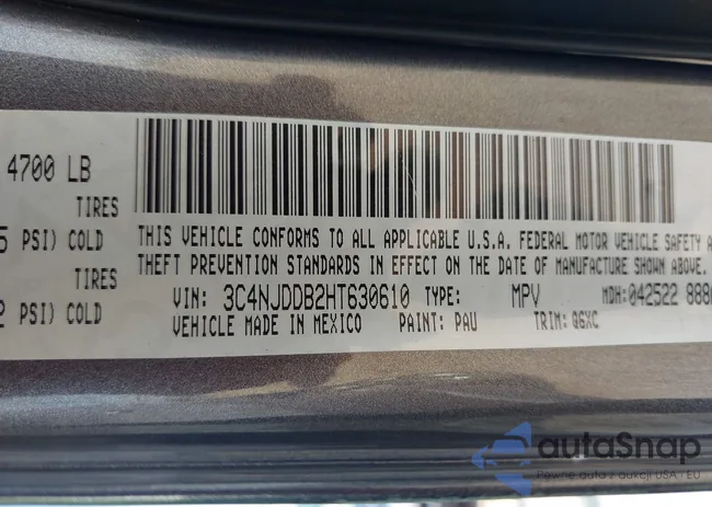 3C4NJDDB2HT630610: 42600763