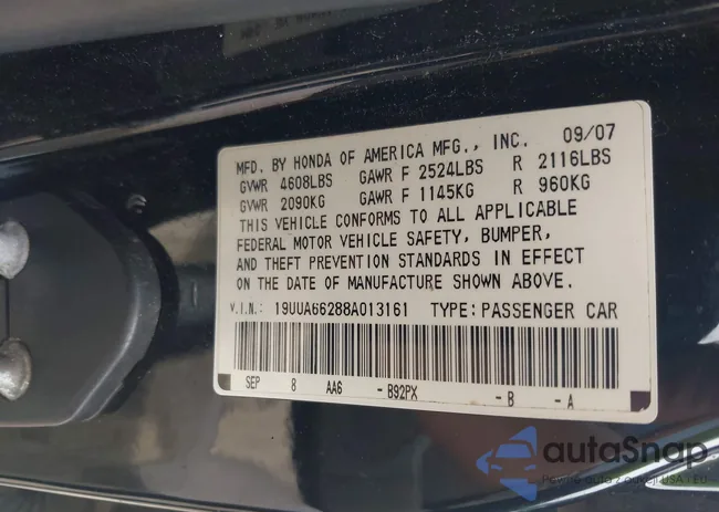 19UUA66288A013161: 42600805