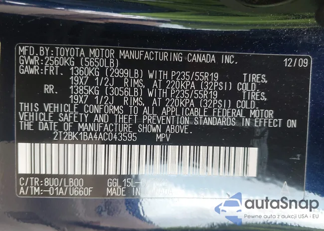 2T2BK1BA4AC043595: 42600834