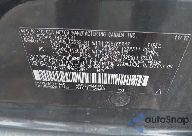 2T3BF4DV2CW266964: 42600941