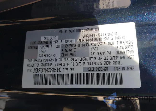 JM3KFBCMXK0615330: 42601006