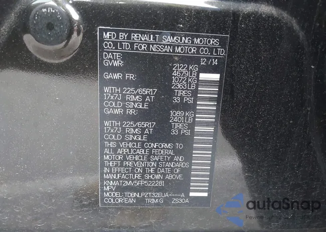 KNMAT2MV5FP522281: 42600077