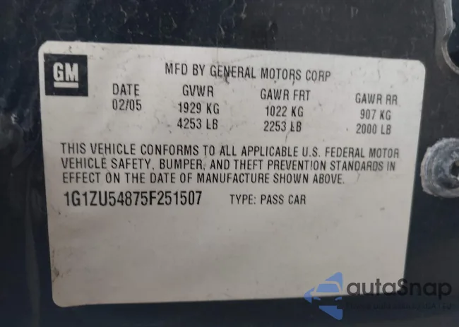 1G1ZU54875F251507: 42600271