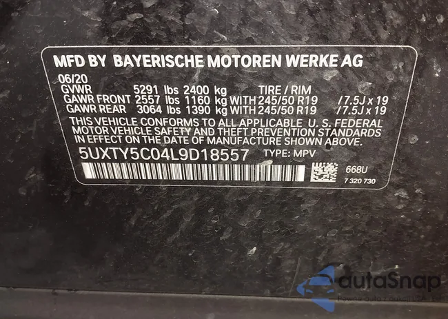 5UXTY5C04L9D18557: 42600301