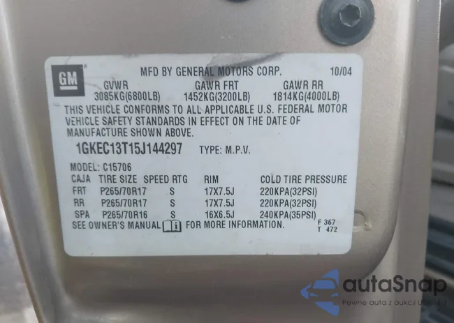 1GKEC13T15J144297: 42600417