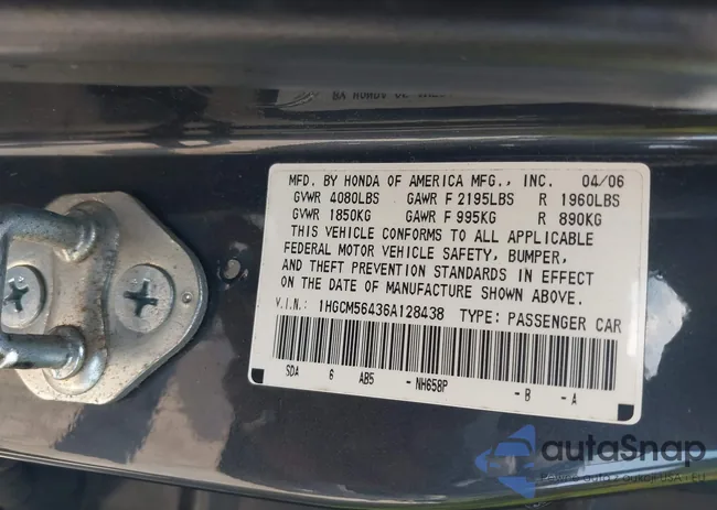 1HGCM56436A128438: 42601615