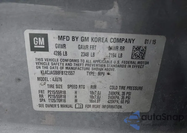 KL4CJASB8FB121557: 42601622