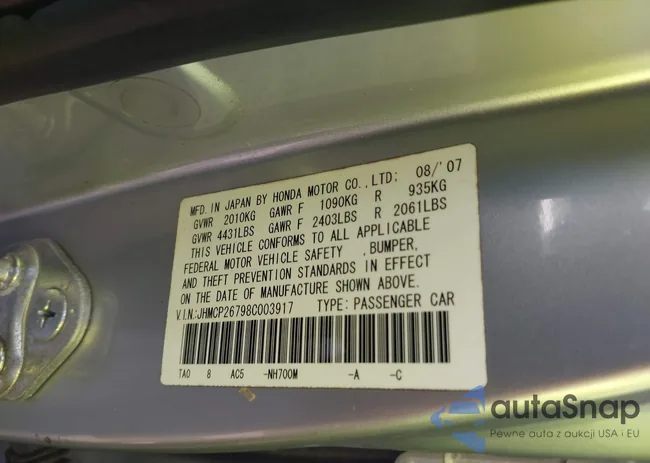 JHMCP26798C003917: 42601629