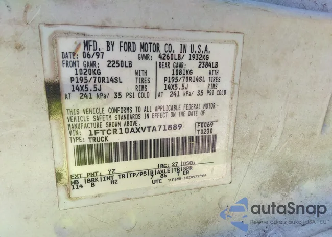 1FTCR10AXVTA71889: 42601700