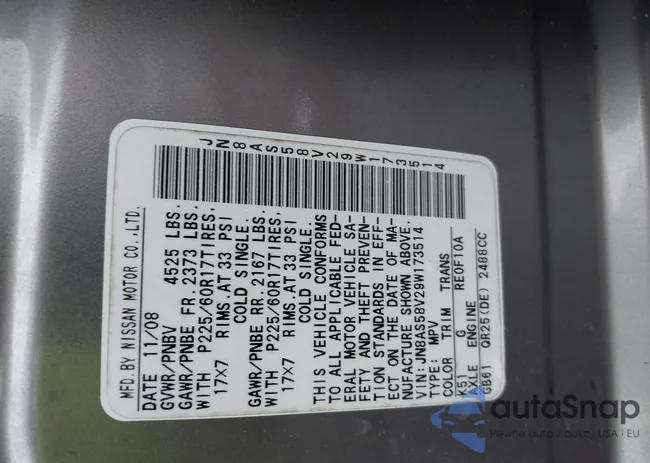 JN8AS58V29W173514: 42601843