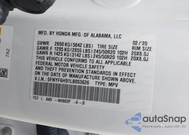 5FNYF6H91LB053626: 42601868