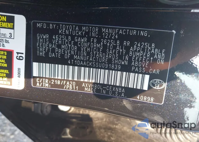 4T1DAACK5SU091839: 42601885