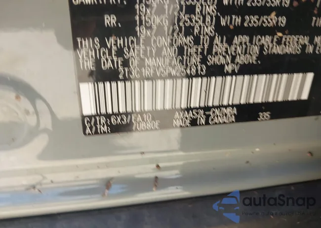 2T3C1RFV5PW254813: 42601034