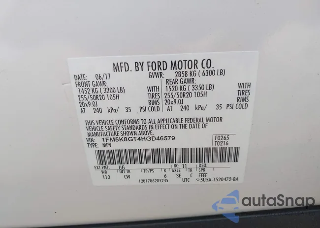 1FM5K8GT4HGD46579: 42601116