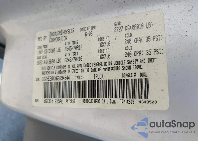 1D7HE28KX6S694544: 42601154