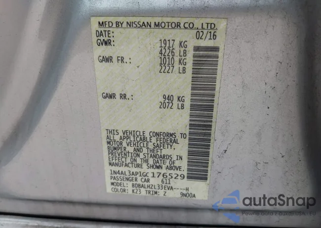 1N4AL3AP1GC176529: 42601158