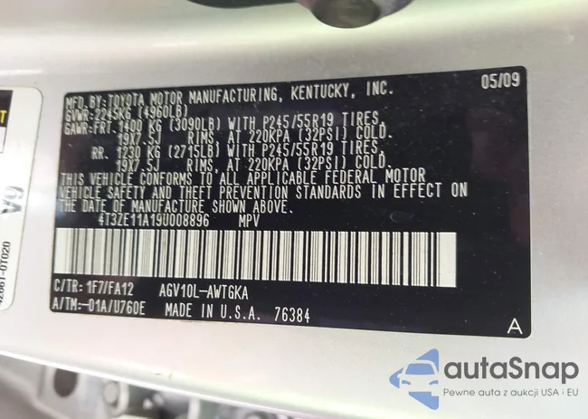 4T3ZE11A19U008896: 42601294