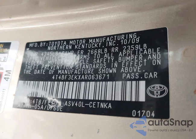 4T4BF3EKXAR063671: 42601366