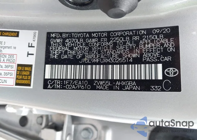 JTDL9MFUXM3025514: 42602642