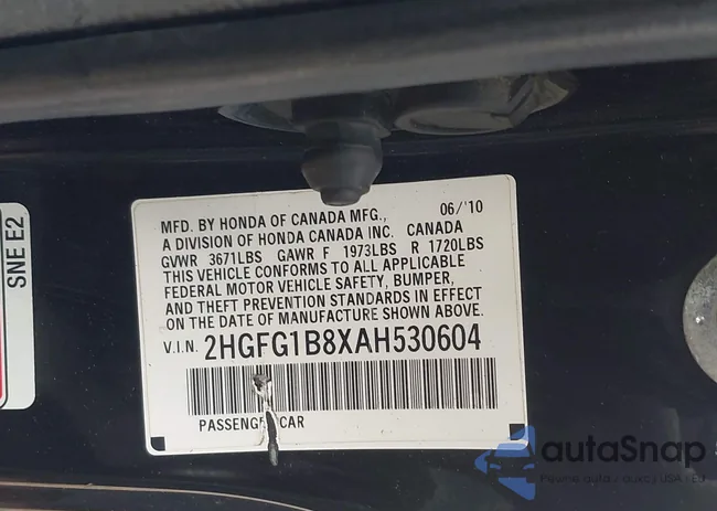 2HGFG1B8XAH530604: 42602708