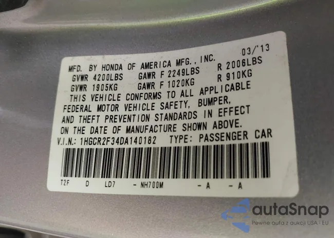 1HGCR2F34DA140182: 42602737