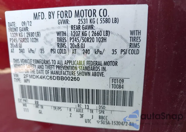 2FMDK4KC6DBB00260: 42603013