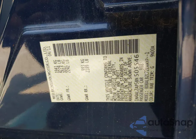 1N4AL2AP5BN505546: 42603015