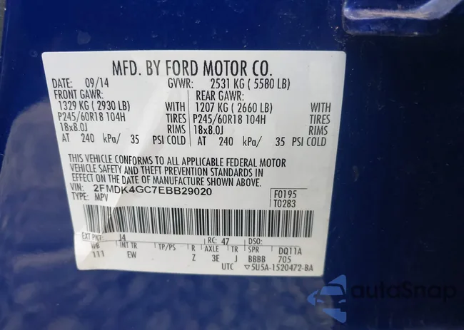 2FMDK4GC7EBB29020: 42602047