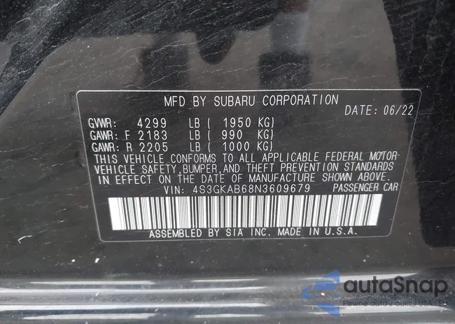 4S3GKAB68N3609679: 42602123