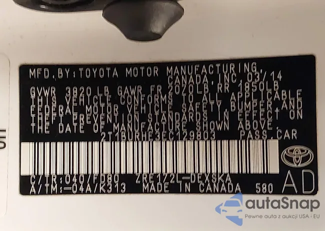 2T1BURHE3EC129803: 42602175