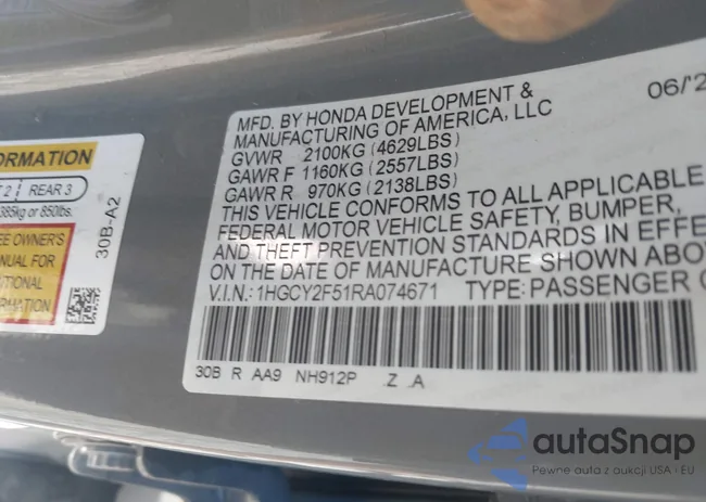 1HGCY2F51RA074671: 42602215