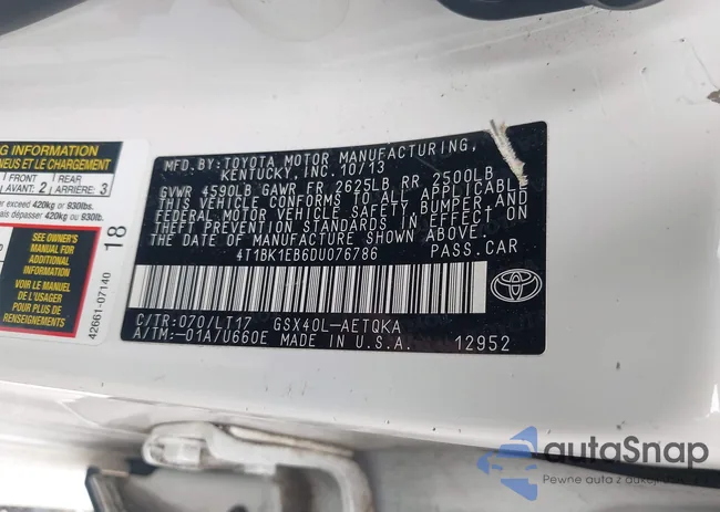 4T1BK1EB6DU076786: 42602286