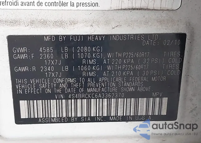 4S4BRCKC6A3362370: 42602303