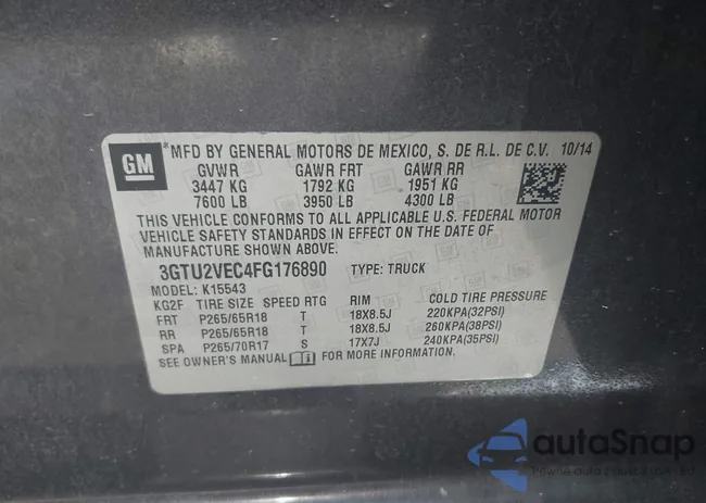 3GTU2VEC4FG176890: 42602322