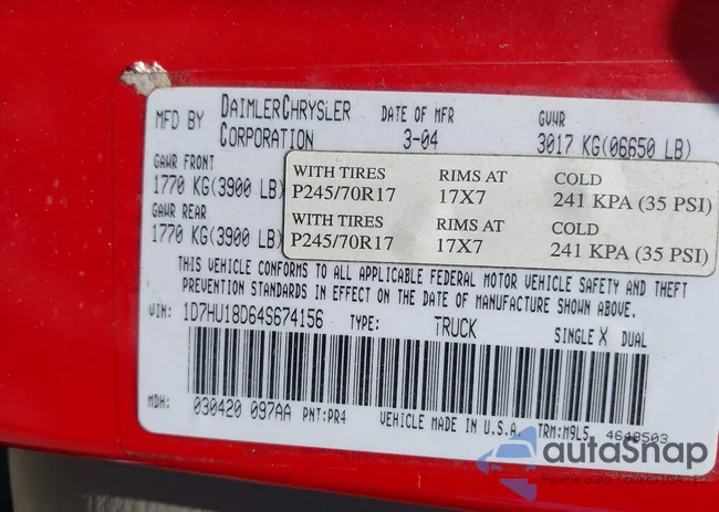 1D7HU18D64S674156: 42602339