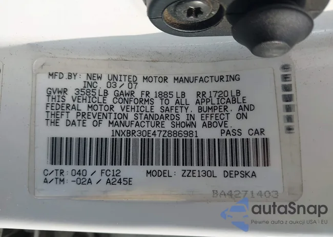 1NXBR30E47Z886981: 42602353