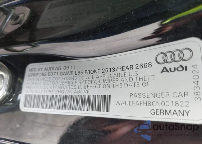 WAULFAFH8CN001822: 42603802