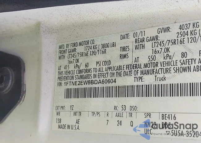 1FTNE2EW6BDA60604: 42603972