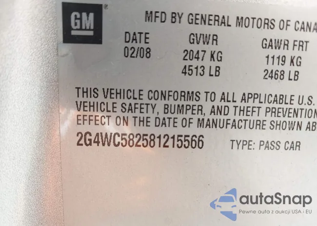 2G4WC582581215566: 42604017