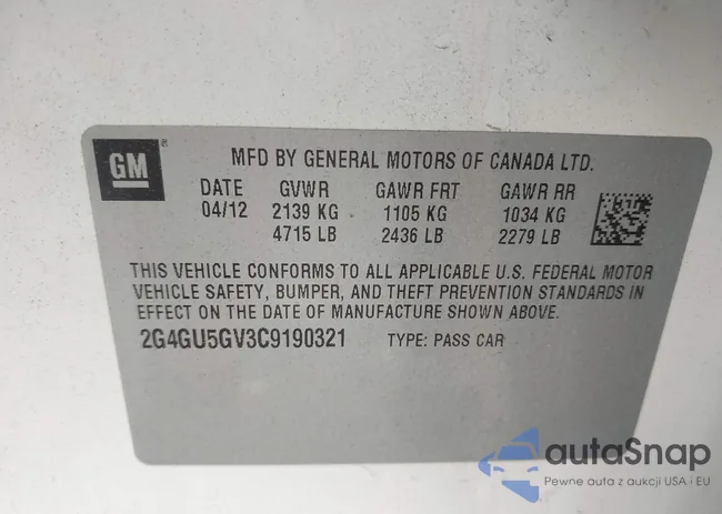 2G4GU5GV3C9190321: 42603218