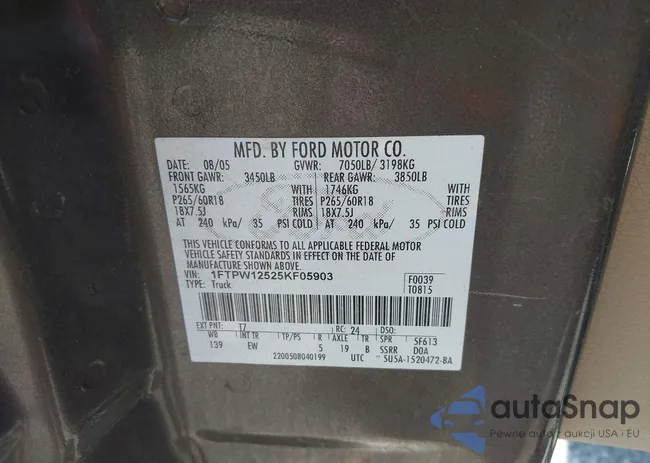 1FTPW12525KF05903: 42603258