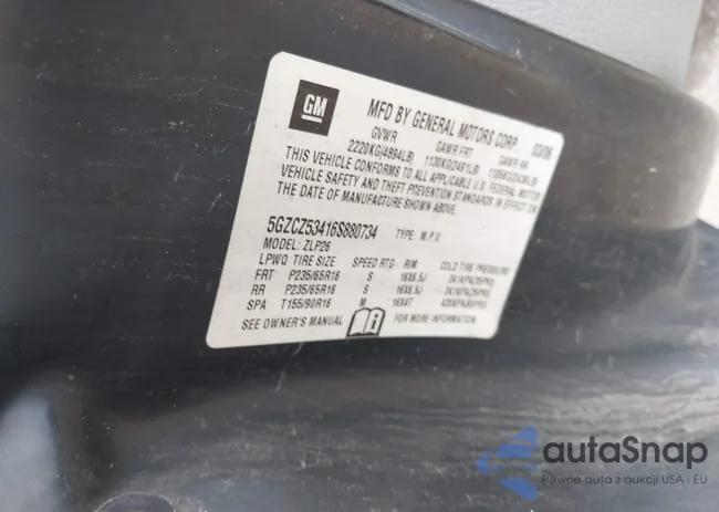 5GZCZ53416S880734: 42604442