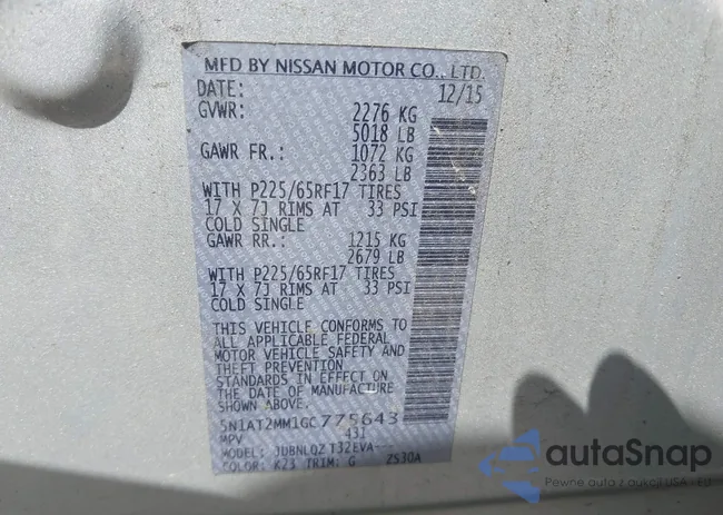 5N1AT2MM1GC775643: 42604500