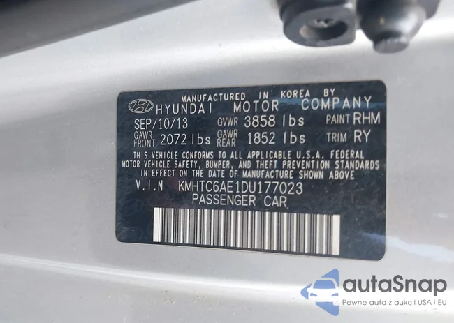 KMHTC6AE1DU177023: 42604617